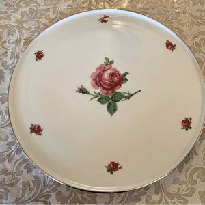 Tirschenreuth Bavaria Rose Plate Platter Gold Edge made in Germany Vintage